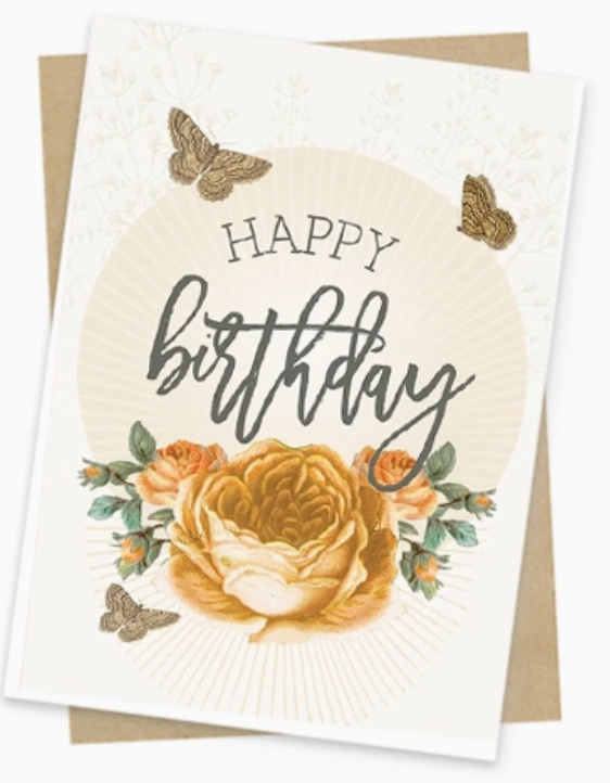 Mini Card - Yellow Birthday Roses Mini Card - Yellow Birthday Roses